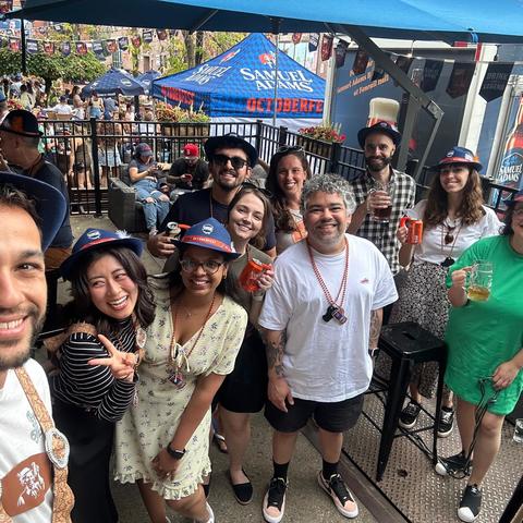 HSSPA members gathered in the outdoor area of ​​Samuel Adams brewery.