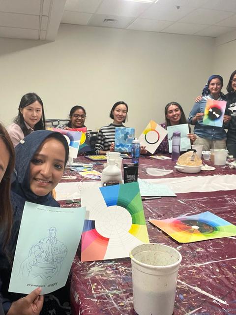 HSSPA members showing their artwork